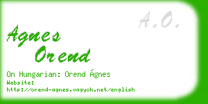 agnes orend business card